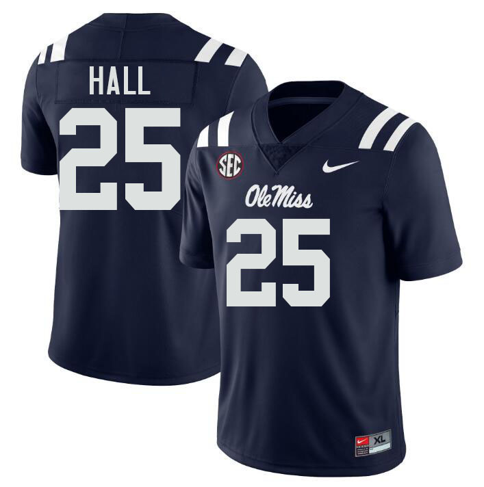 Ole Miss Rebels #25 Trey Hall College Football Jerseys Stitched-Navy